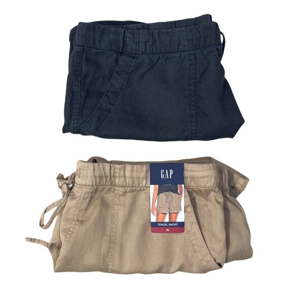GAP Pants - 2 Pair Gap Tencel Shorts Rolled Hem Tan Black Size XL Extra Large Women's Lyocel